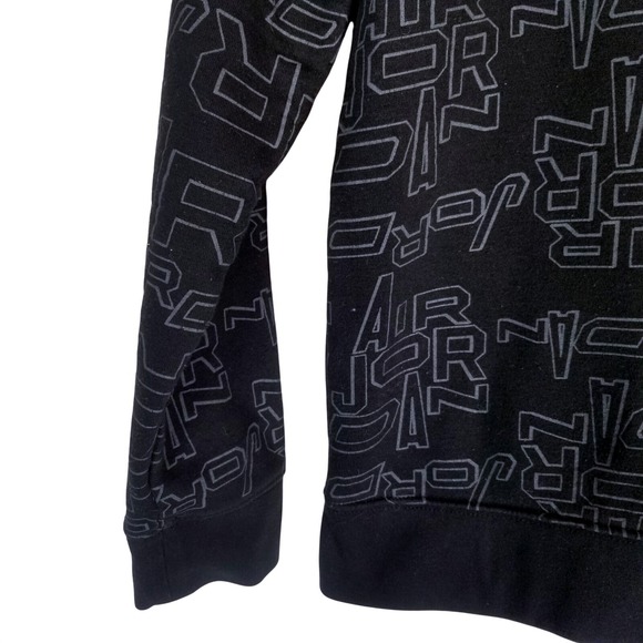 Boys Jordan All Over Print Long Sleeve Crewneck Sweatshirt Black Gold Logo L - Picture 7 of 9